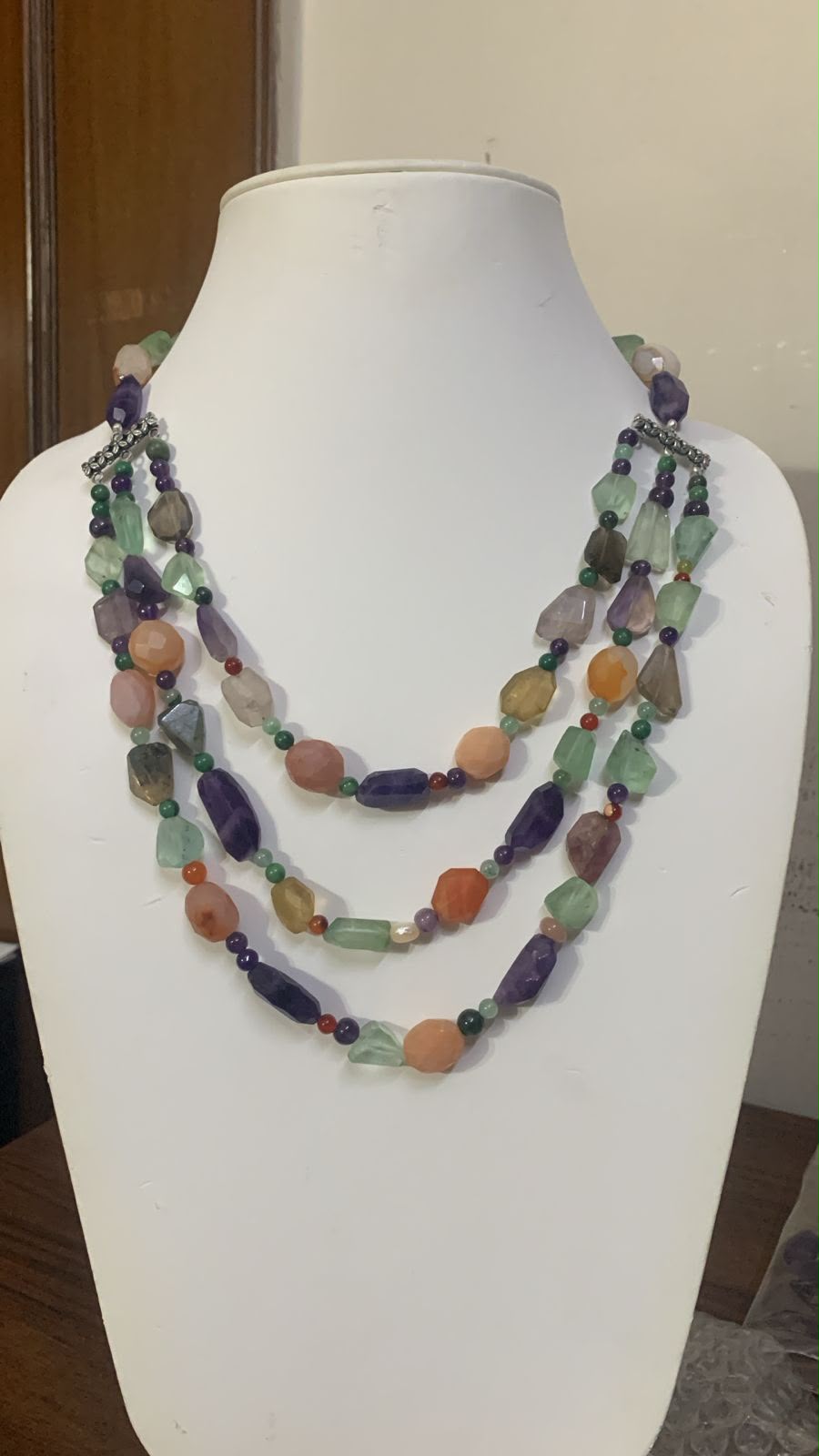 Garden Mosaic — A mix of fluorite, amethyst, labradorite and peach moonstone